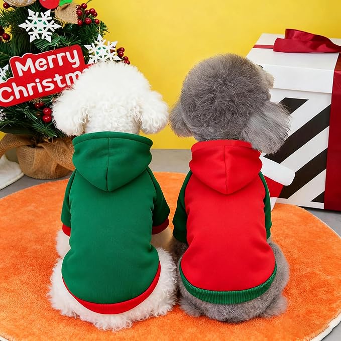 Custom Dog Hoodie, Personalized Sweatshirt with Photo Text Name Logo, Customized Hooded Sweater for Small Medium Large Dogs & Cats (Red + Green Border, X-Large)
