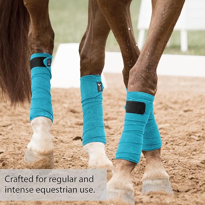 Horse Polo Leg Wraps, 5' Long Fleece Polo Wraps for Horses Set of 4, Horse Leg Bandages Stable Supplies Equestrian Boots Horse Leg Protection Vivid Cerulean
