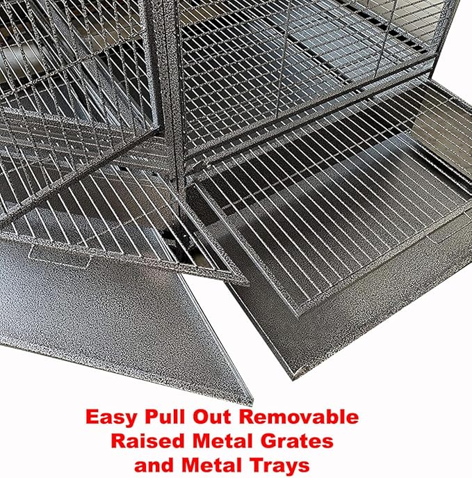 64" Extra Large Corner Flight Bird Parrot Cage for Cockatiel Parakeet Budgies Parrot with Around Metal Seed Skirts, Tight 1/2-Inch Bar Spacing (BlackVein)