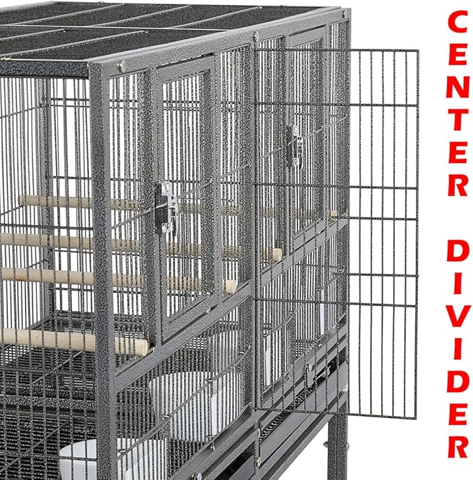 Double Stackable Center Divided Side Nesting Box Doors Breeder Breeding Bird Flight Double Rolling Cage for Aviaries Canaries Cockatiels Lovebirds Finches Budgies Small Parrots