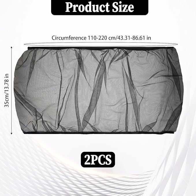 2PCS Bird Cage Cover, Bird Cage Seed Catcher, Birdcage Cover Skirt, Airy Nylon Guard Net for Parrot Parakeet Macaw Round Square Cages (Black, 110-220 cm/43.31-86.61 in)