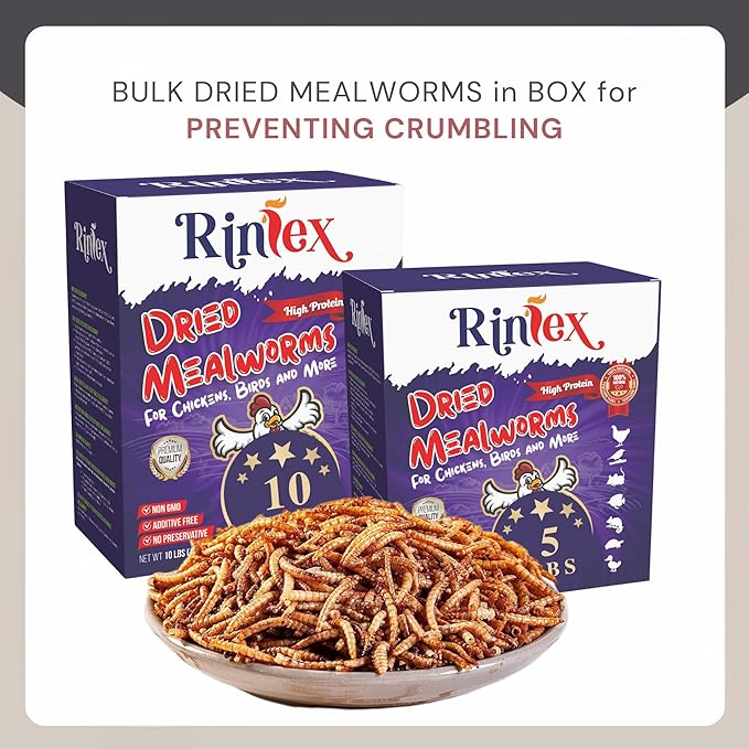 Dried Mealworms 10 lbs - More Protein Than Black Soldier Fly Larvae for Chickens (BSFL) - Wild Bird Seed for Outside Feeders - Worms for Chickens, Wild Birds, Bluebirds, Woodpeckers