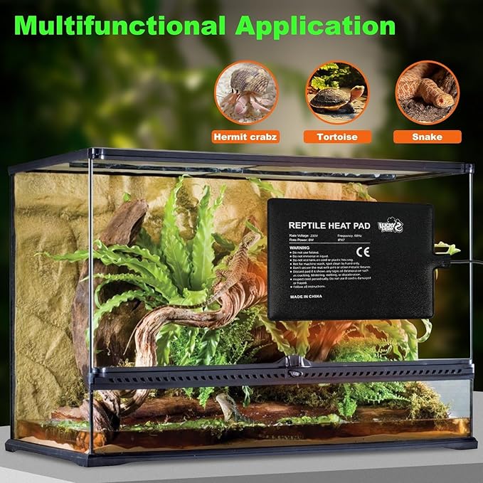 LUCKY HERP Reptile Heat Pad 8x12 Inch 16w, Under Tank Terrarium Heating Pad with Adjust Knob, Reptile Heat Mat for Turtle, Lizard, Hermit Crab, Frog, Snake