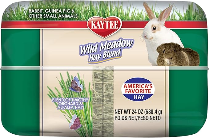 Kaytee All Natural Timothy Hay Wild Meadow Hay Blend for Guinea Pigs, Rabbits & Other Small Animals, 24 Ounce (Pack of 2)