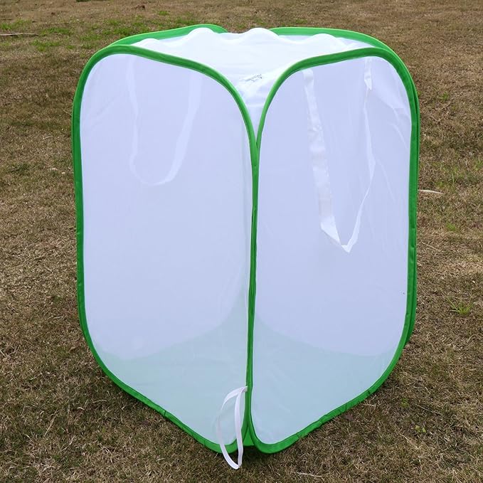 Collapsible Mesh Bird Cage for Song Bird, Bird Cage Seed Catcher White, Large Parakeet Cages, Pop-Up Design, 18 x 18 x 46 Inches