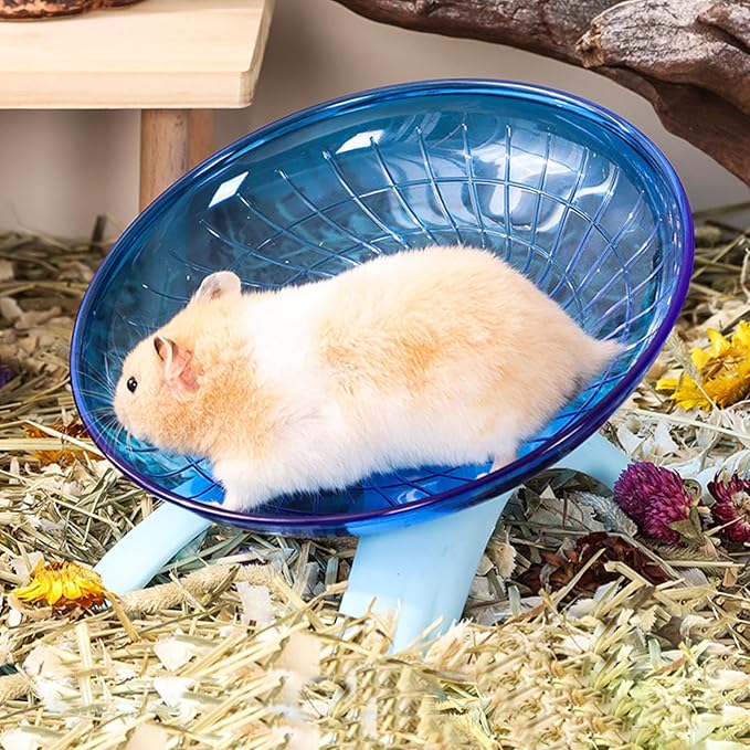 7 Inch Silent Hamster Wheel - UFO Exercise Wheel for Small Animals (Blue, Ultra Quiet & Safe)