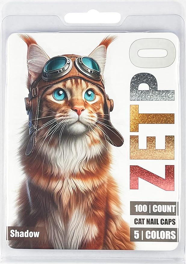 zetpo 100 pcs Cat Nail Caps | Cat Claw Covers | with Adhesives and Applicators (XS, Metal Red, Bronze, Gold, Silver, Pearl White)