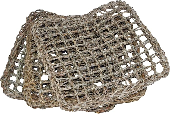 Super Bird Creations SB50002 Seagrass Mat for Cage Decor, Pet Enrichment and Boredom Relief - Versatile Toy-Making Base - Ideal for Parrots - Small to Large Birds & Reptiles - 7"x7" (3 Pack)
