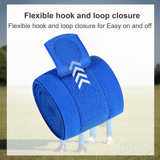 Horse Polo Leg Wraps, Fleece Wraps Elastic Bandages, Comfort Equestrian Standing Wraps, Set of 4, Boot Protection Stable Wraps Supplies (Full 10ft White)