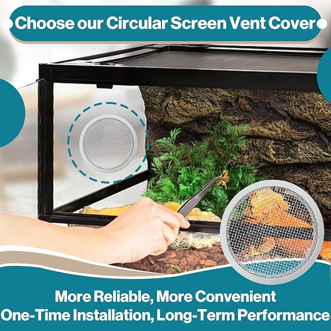 8-Pack 2" Circular Vent Covers, Steel Mesh Screen,Circular Screen with Tab Fasteners for Pet Cages (Reptiles/Birds) and Storage Shelves, Home, Garage & Industrial Airflow