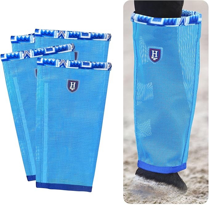 Fine Mesh Fly Boots Loose Fitting & Non-Slip Horse Fly Leggings Fleece Air Flow (Set of 4)