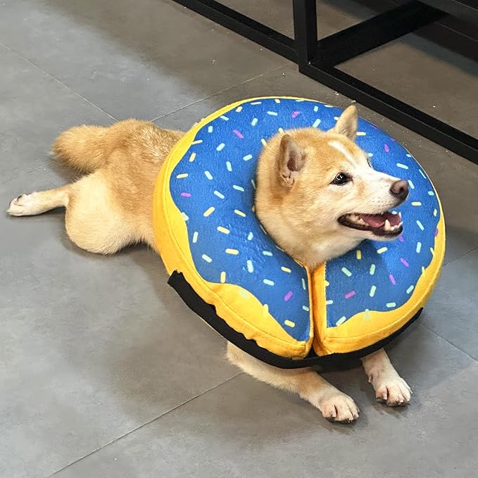 Katoggy Inflatable Cone Collar for Dogs After Surgery, Soft Adjustable Blow up Donut E-Collar for Small Medium Large Dogs and Cats