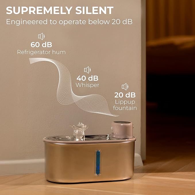 Wireless Cat Water Fountain Stainless Steel 108oz/3.2L, Cordless, Battery Operated Cat Fountain (Last up to 50 Days), Ultra Quiet, 2 Flow Modes, Multi-Filtration, BPA Free, Includes 2 Filters - White