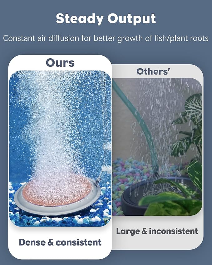 Pawfly 4.9 Inch Fish Tank Air Stone with Suction Cups, Air Stone Bubble Diffuser for Aquariums Fish Tanks & Buckets (Pump and Tubing Not Included)