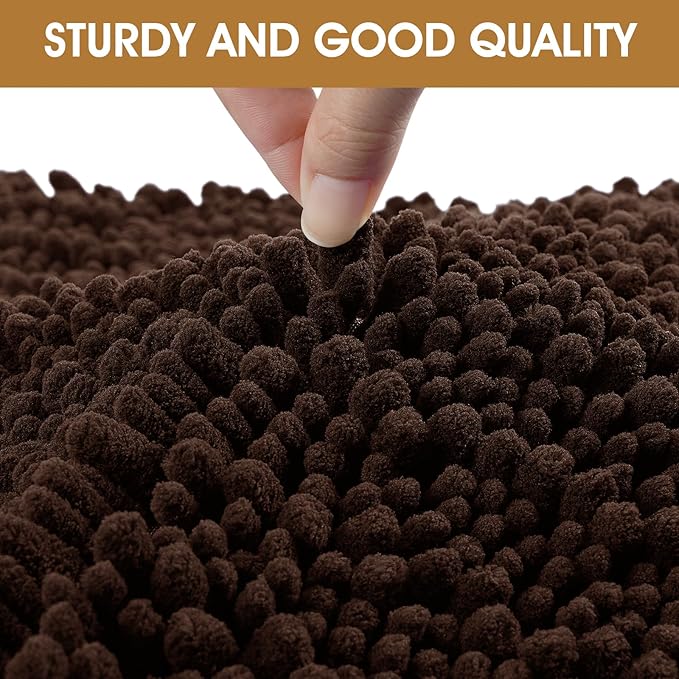IM HOME 36" x 24" Brown Dog Door Mats for Muddy Paws, Chenille Absorbent Dog Mat, Non Slip Heavy Mud Mat for Dogs, Soft Pet Bed Mat for Entryway, Mud Paws, Inside Floor