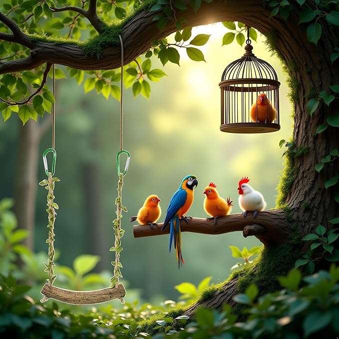 Chicken Swing Chicken Toy Perch Chicken Stand Bird Chew Toy for Birds Parrots Training Stand Holder Bird Toy Chickens and Parrots Bird Swings Birdcage Accessories