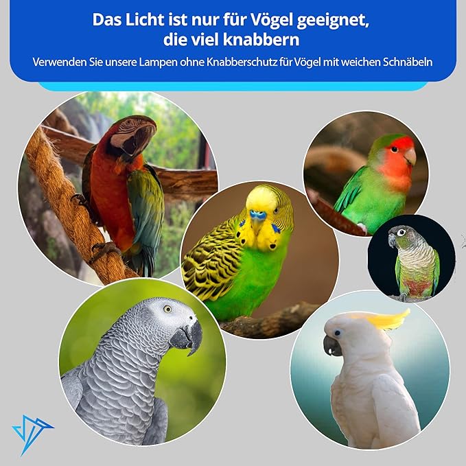 HappyBird Lighting Bird Cage Light with Chew Guard - Full Spectrum LED Pet Light - Simulates Natural Environment - Safe for Hookbill Birds – Easy to Install - (10" Long)