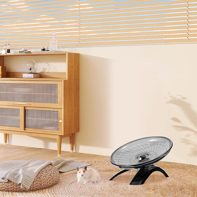 POPETPOP Hamster Exercise Wheel Super Silent: Hamster Flying Saucer Silent Hamster Wheel Guinea Pig Run Wheel for Hamsters Gerbils Mice Hedgehogs (Black)