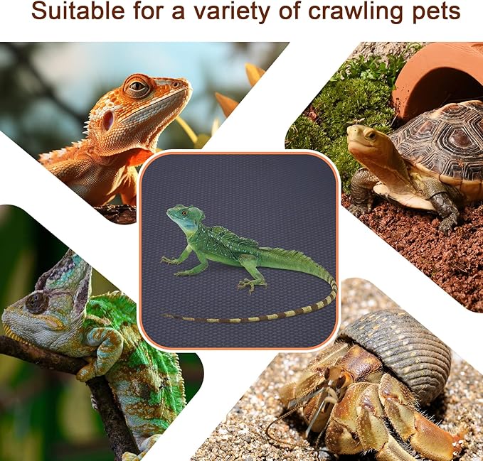 LEOLIO 17.7 x 40 Inch Bearded Dragon Tank Accessories, Non-Adhesive Reptile Carpet Liner for Leopard Gecko, Snake, Lizard, and Tortoise, Terrarium Mat Bedding for Tank Flooring (Black)