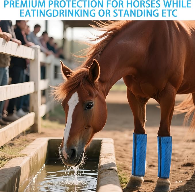 Horse Fly Boot,Loose Fitting Fly Boots for Horses Set of 4,Leggings for Horse Design Protect Horses Legs No More Horsefly Nuisance Greatly&Reduce Stressful Stomping,Breathable/Universal