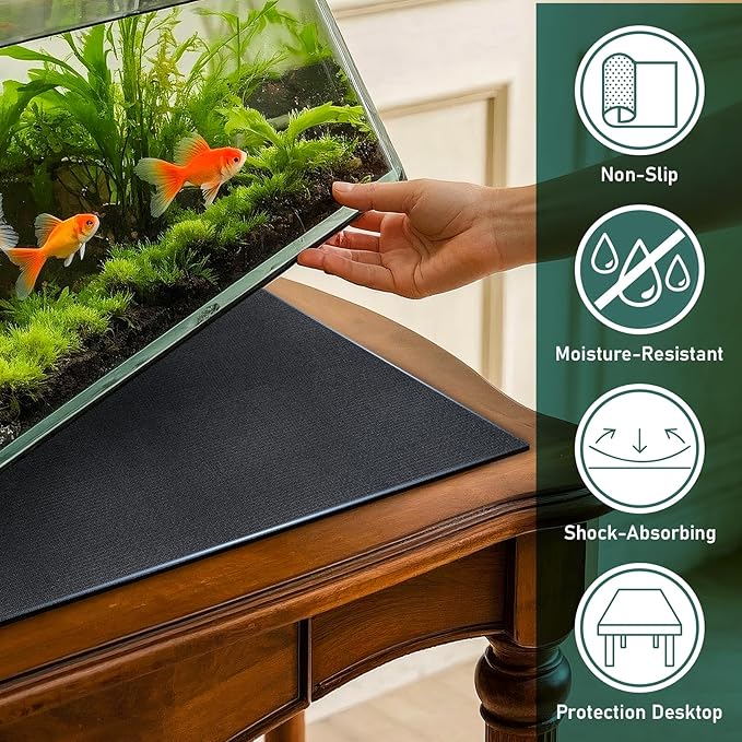 48x24 Inch Aquarium Leveling Mat - Neoprene Non-Slip Shockproof Fish Tank Pad, 0.2" Thick Waterproof Tank Base Cushion for Uneven Surfaces, Cut-to-Size Floor & Desktop Protector