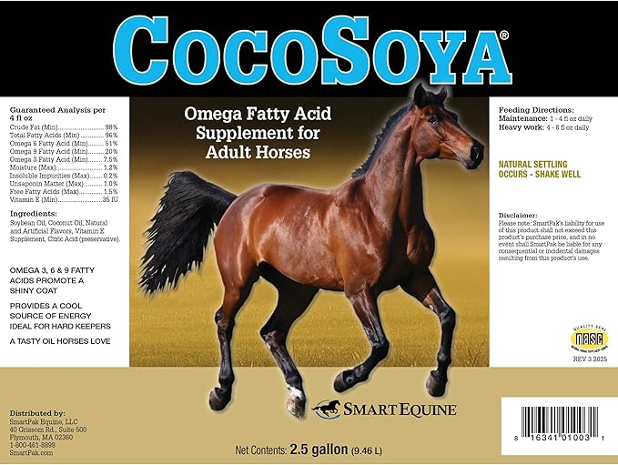 SmartEquine CocoSoya Oil | Oil for Skin and Coat | Contains Soybean and Coconut Oil for Overall Coat Shine and Horse Health | Nourishing Fatty Acids for a Lustrous Appearance | 2.5 Gallon