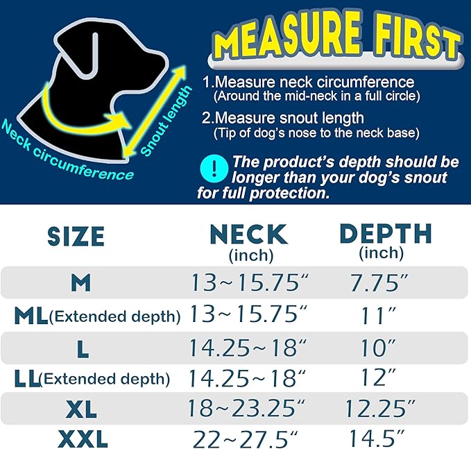 Soft Dog Cone Collar, Comfortable Pet Recovery Neck Collars After Surgery for Large Medium Dogs, Plastic Breathable Elizabethan Dog Head Circle Stop Licking, Adjustable Cones 20cm /8" Long (M Black)