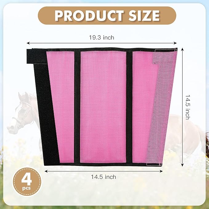 4 Sets Fly Boots Loose Fitting & Non-Slip Horse Fly Leggings No More Horsefly Nuisance Greatly Reduce Stomping Breathable with Natural Air Flow