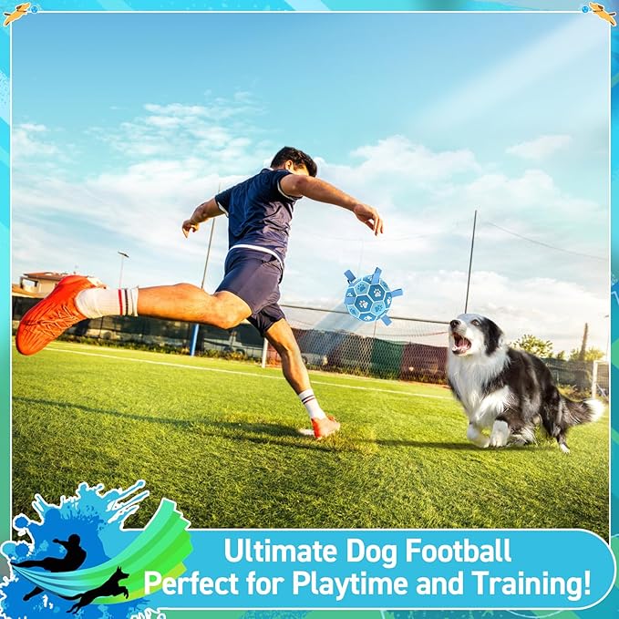 QDAN Dog Soccer Balls Toys : Premium Dog Soccer Ball with Straps, Outdoor Dog Toys, Pet Training Soccer for Medium Large (8 Inch)