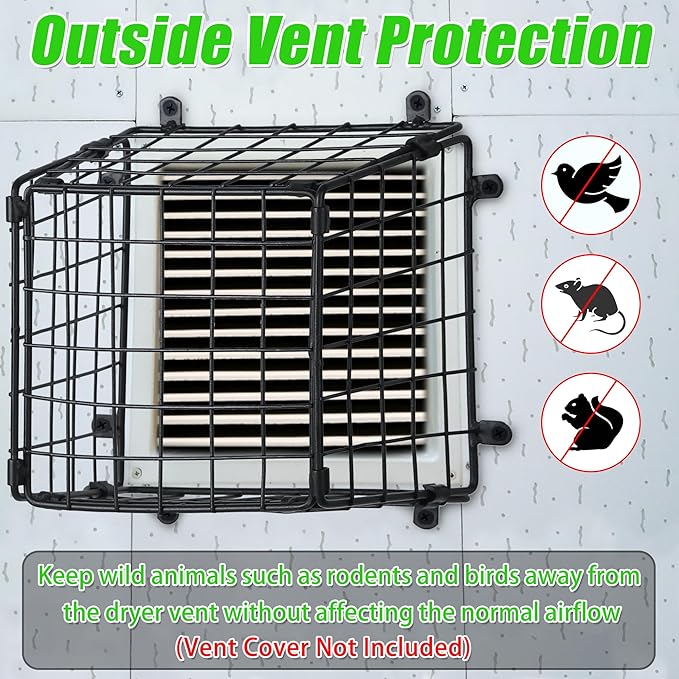 Dryer Vent Cover Guard Outside, Dryer Exhaust Vent Cover Bird Guard Protector to Prevents Birds from Entering, Universal Bird Cage for 3" to 4" Bathroom Outdoor Exhaust Ventilation Fan, 7"x7"x4.5"