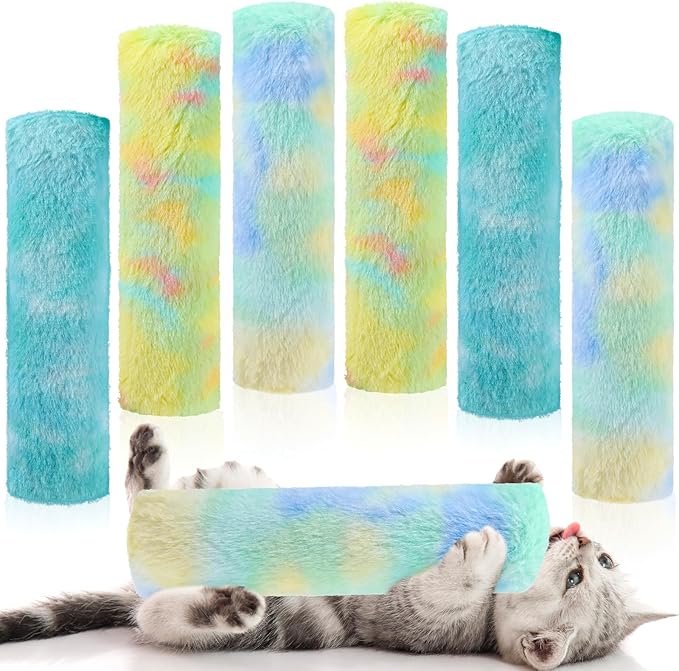 Civaner 6 Pcs Cat Catnip Toys for Indoor Cat 10.6 Inch Kitten Kicker Stick Catnip Toy with Crinkle Sound Inside Interactive Soft Plush Kitten Pillow Chew Exercise(Fresh, Yellow, Mint Green, Blue)