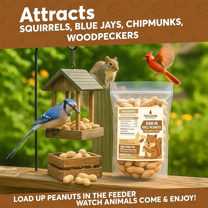 3 LB - Raw Peanuts For Squirrels, Raw In Shell Peanuts For Birds and Wildlife- Squirrel Food, Wild Bird Seed - Grown in The USA