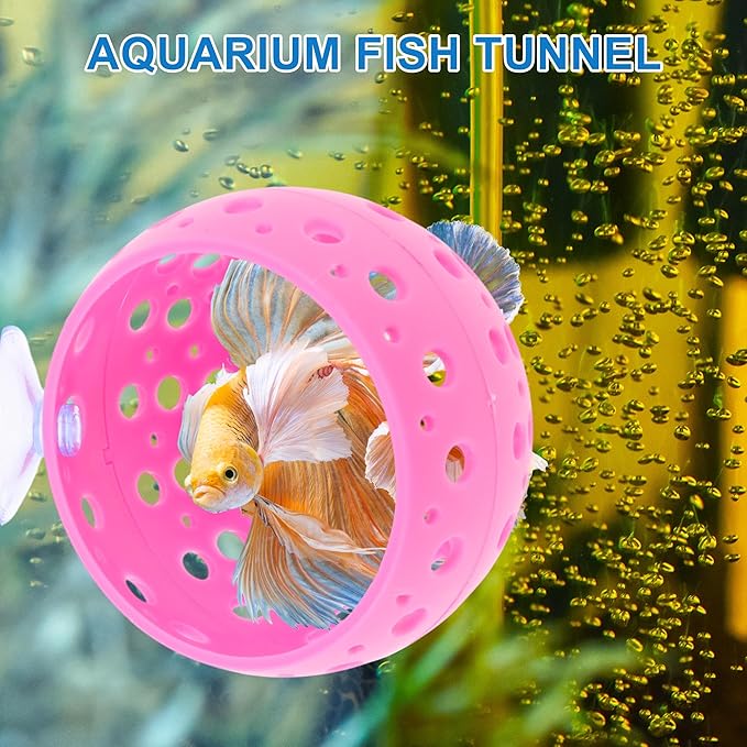 Betta Hideout Tunnel, Interactive Aquarium Decor, Aquarium Tunnel for Betta, Exciting Hiding Spot, Pink