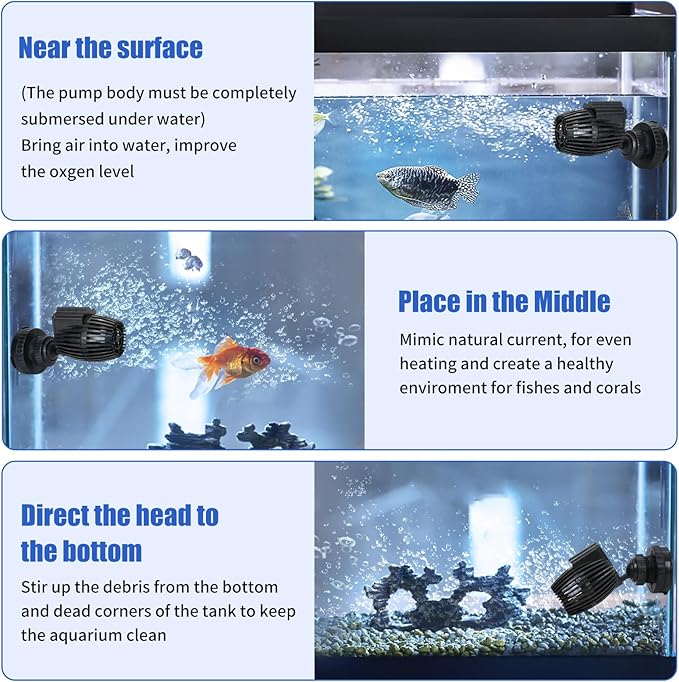 AQUANEAT Aquarium Wavemaker Circulation Pump, 480GPH Fish Tank Powerhead, Submersible Water Pump, Magnetic Base (Pack of 2)