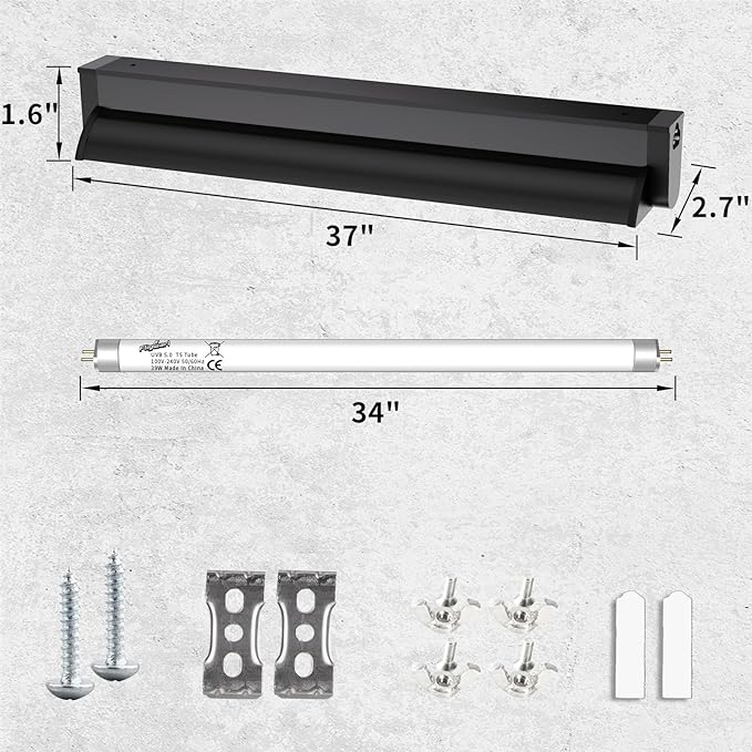 T5 UVB Reptile Lighting Fixture, UVB Light for Reptiles, 39W 5.0 UVB Lighting Combo Kit for Desert & Tropical Reptiles (Lizard, Bearded Dragon, Tortoise), 34INCH