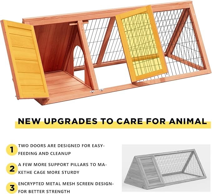 Small Chicken coop for 2-4 Chickens Outdoor Wooden with Waterproof Asphalt Roof, Ramp, and Multiple Doors Openable Top Pull-Out Tray Suitable for Outdoor Backyard (Brown)