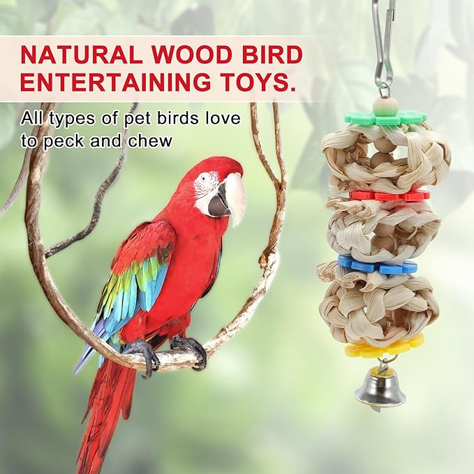 Cockatiel Toys, Bird Toys, Parrot Swing Toys with Climbing Ladder and Chewing Platform, Bird Cage Accessories for Budgerigar Conure Love Birds, 8 Pcs