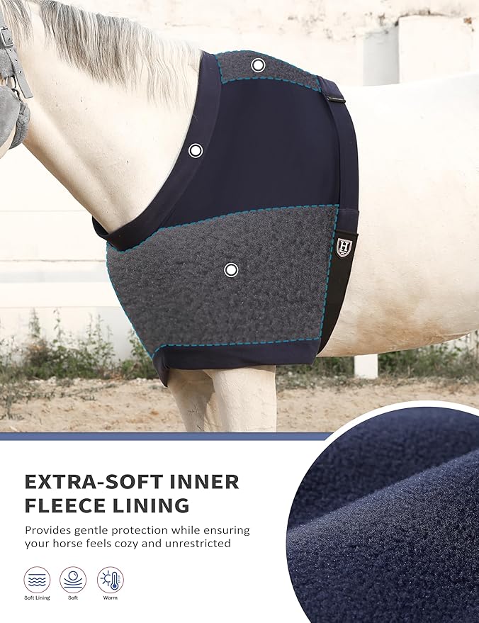 Harrison Howard Horse Shoulder Guard Thick Stretchy with Inner Soft Fleece Lining Adding Comfort Prevents Chafing Navy L
