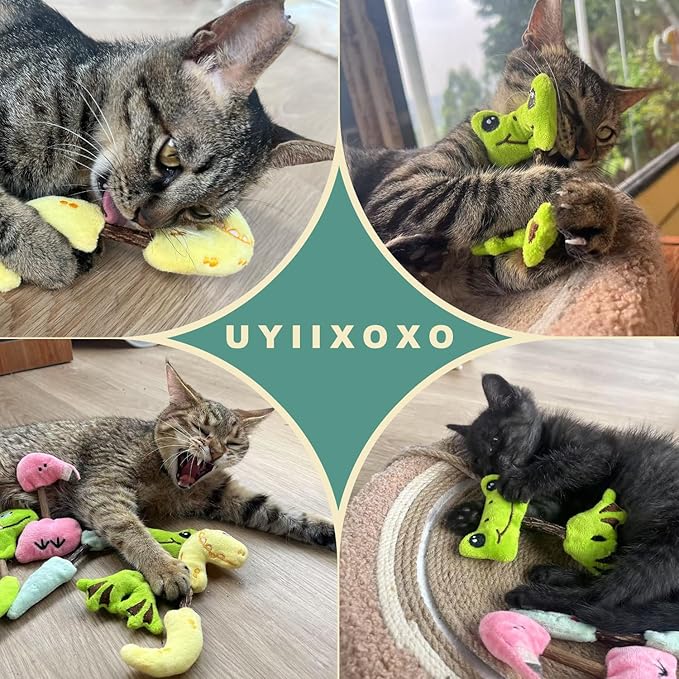 Interactive Cat Toys Set, Silvervine Chew Sticks and Cat Crinkle Balls, Indoor Cat Toys for Exercise and Dental Care, for All Cat Breeds (7 Pack)