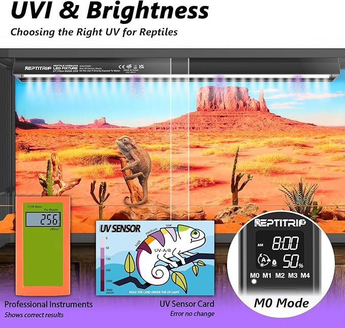 39-INCH LED UVB Light for Reptiles, LED Reptile Light Fixture Controller with Dimming and 4 UVI Modes, 27W Aluminum UVA UVB Lamp for Turtles, Snakes, and Bearded Dragons, 6500K