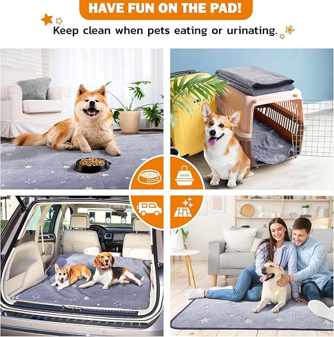 LOOBANI Washable Pee Pads for Dogs, Fast Absorption Reusable Puppy Pads, Waterproof Whelping Mats, Non Slip Training Pet Playpen Mat for Floor, Dog Crate, Grey, 2 Pack 48 x 48 in