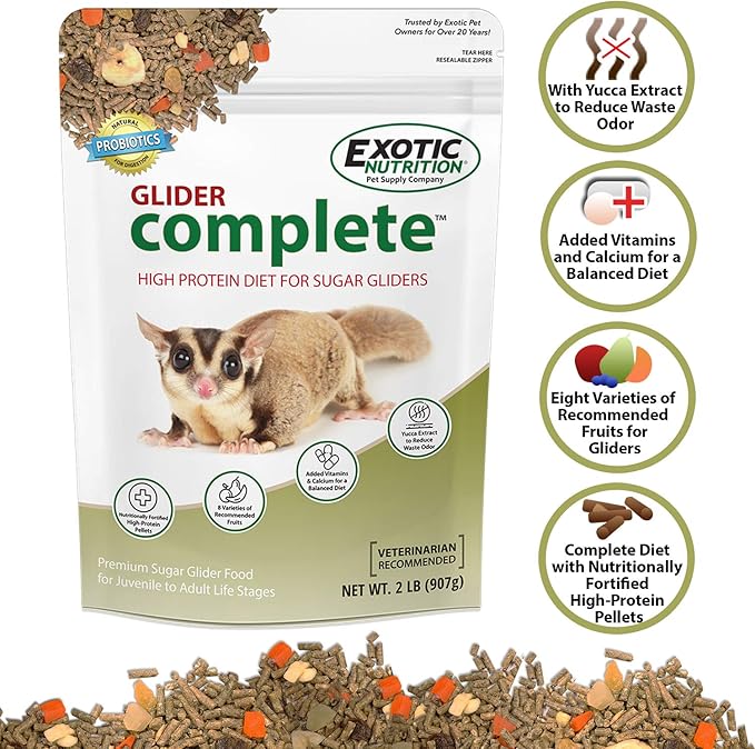 Sugar Glider Complete Deluxe Food Starter Package - Nutritionally Complete Pellet Diet & High Protein Supplemental Food for Sugar Gliders… (3 Piece Set)