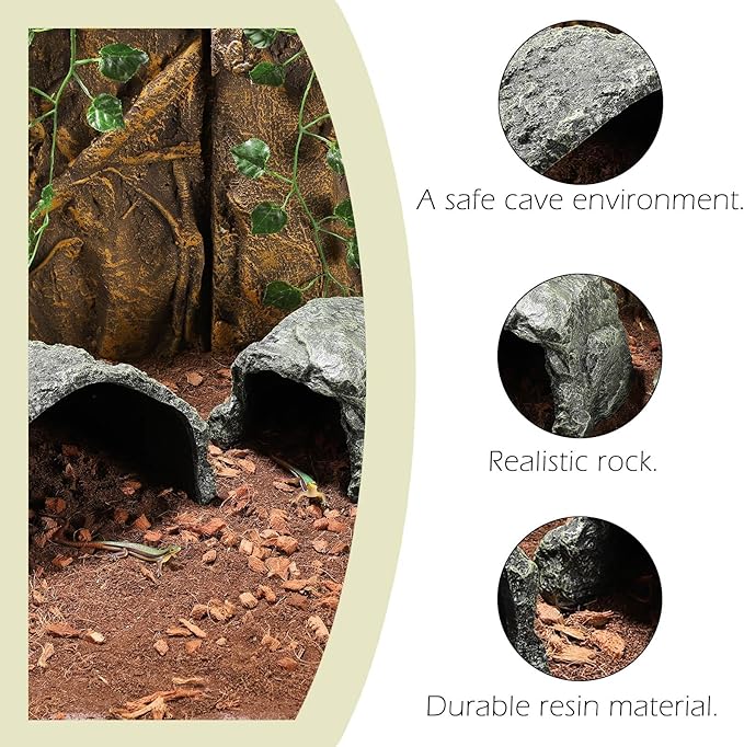 IBWell 7.1 Inch Reptile Hides Resin Tortoise Hideout for Hiding and Basking Aquarium Rock Caves for Snake Bearded Dragon Fish Lizard