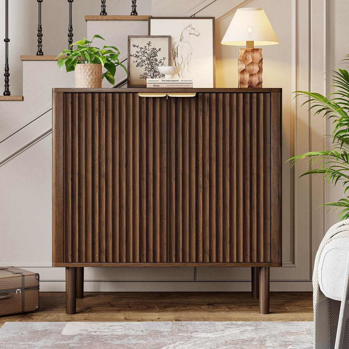 Sideboard Buffet Cabinet with Storage 31.5" Walnut