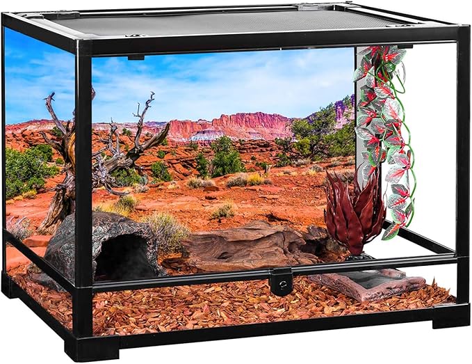 AWERT 48x20 inches Reptile Habitat Background Blue Sky Oasis Orange Desert Terrarium Background