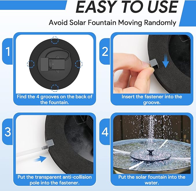 Solar Fountain, Floating Solar Powered Water Fountain Pump for Bird Bath, Garden, Pond, Pool, Outdoor Solar Founatin (2.5W)