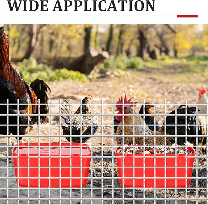 26 PCS Chicken Feeder Cups, 18 OZ Cage Cups for Chickens, Hanging Rabbit Feeder Waterer Cups, Plastic Birds Feeders for Pet Bunny Gamefowl Poultry Parrot(Red)