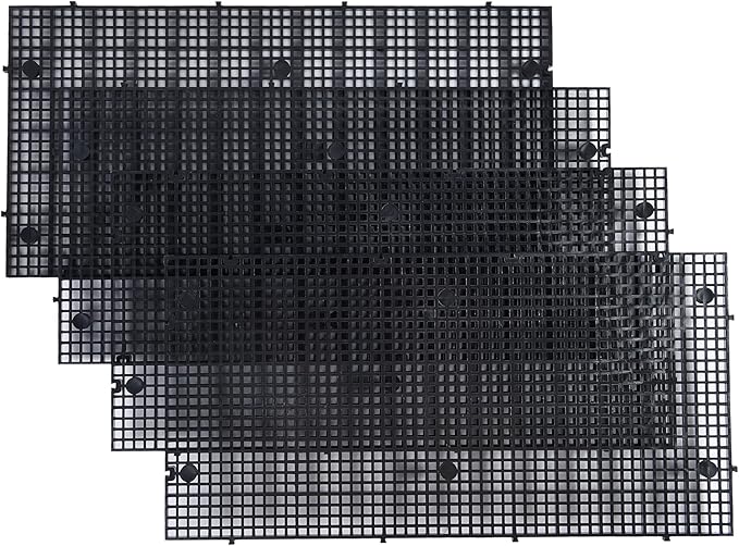 ALEGI Aquarium Grid Isolate Board Divider Fish Tank Bottom Black Filter Tray Plastic Crate (4pcs Black)