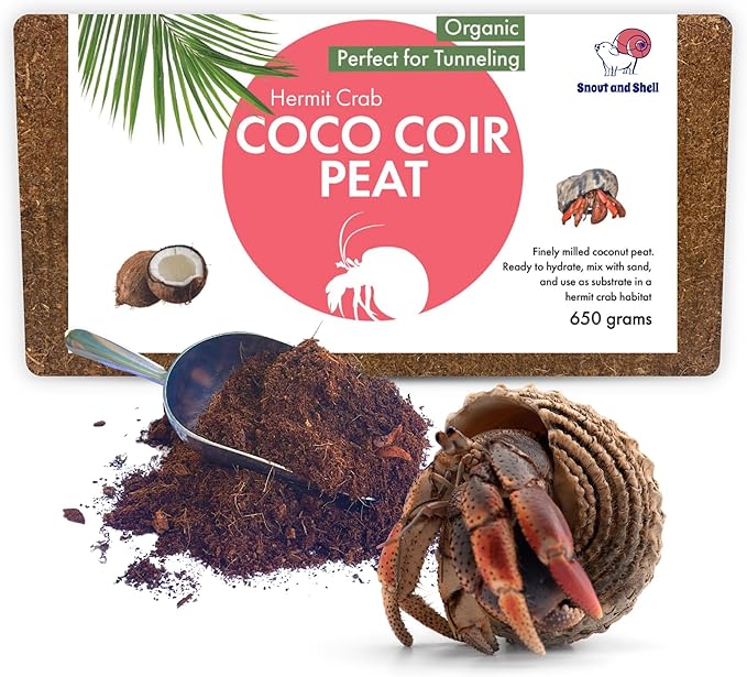Coco Coir Peat Hermit Crab Substrate Bedding 1.4 lbs - 650 Grams - 3 Pack by Snout and Shell