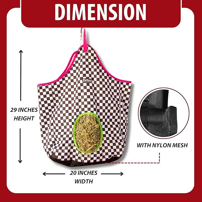 Jeffers Expression Top Loading Hay Bag for Horses & Livestock – Durable 600 Denier, Water Resistant Hay Feeder with Mesh Bottom for Stall, Trailer & Travel – Horse Feeding Supplies - Skater Cowgirl